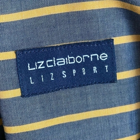 Liz Claiborne • Navy Yellow Vertical Strip… - Picture 3 of 4
